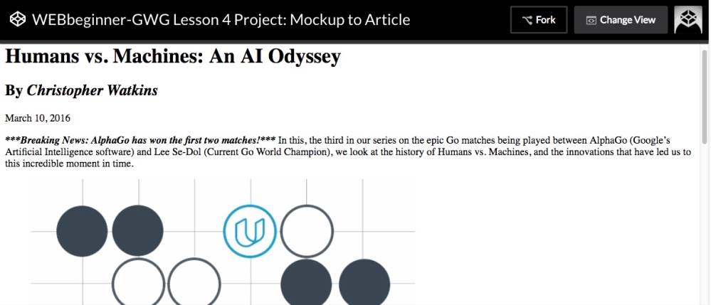 Udacity Lesson 4 Project: Mockup to Article